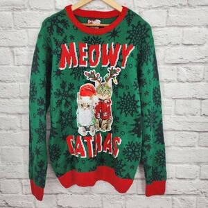 Party Sweater Men's Meowy Catmas Ugly Christmas Sweater Sz Large